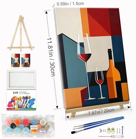 JOOZ Paint by Numbers Kit for Adults with Frame Wine Glass, 8x12 Inch - Image 2