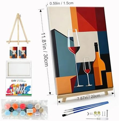 JOOZ Paint by Numbers Kit for Adults with Frame Wine Glass, 8x12 Inch - Image 2