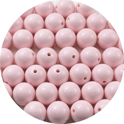 40pcs Acrylic Round Beads for Crafts 16mm Resin Candy Color Spacer Beads with Hole for Jewelry Making Sewing Crafts Decoration Necklaces Bracelets Earrings Supplies(Light Pink) by Unknown