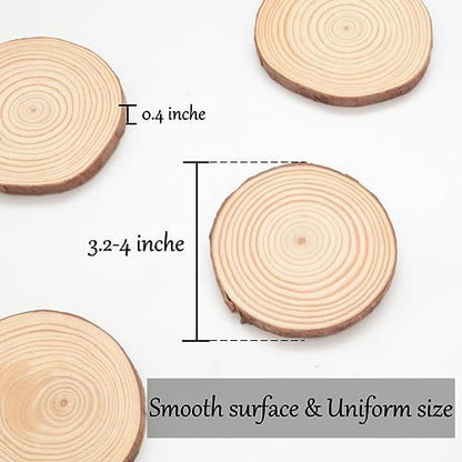 Natural Wood Slices for Crafts, 70 Pcs Unfinished Pine Wood Circles - Image 2