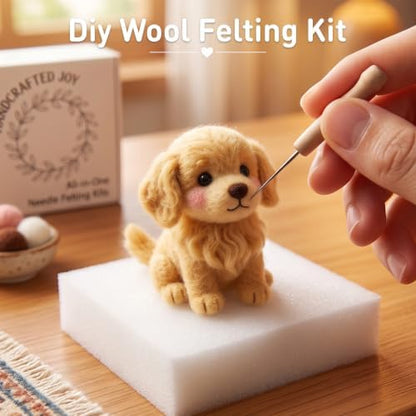 DIY Needle Felting Kit Cute Golden Retriever Puppy – Needle Felting Starter Kit with Fiber Roving, Needles, Felting Pad & Instructions | Felted Dog Kit for Beginners Adults | DIY Craft Gift - Image 6