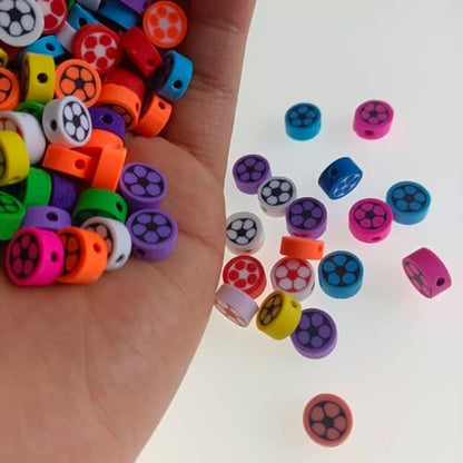 100pcs Football Polymer Clay Spacer Beads for Women Jewelry Making DIY Bracelet Necklace Hair Clip Accessories (Football) - Image 6