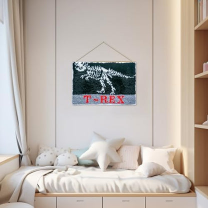 MIAOLLUN Latch Hook Kits for Adults Beginner 3D Dinosaur Pattern Printed Canvas Crochet Needlework Craft Rug Cushion Mat Tapestry 20.5X15 Inch,T.rex - Image 4