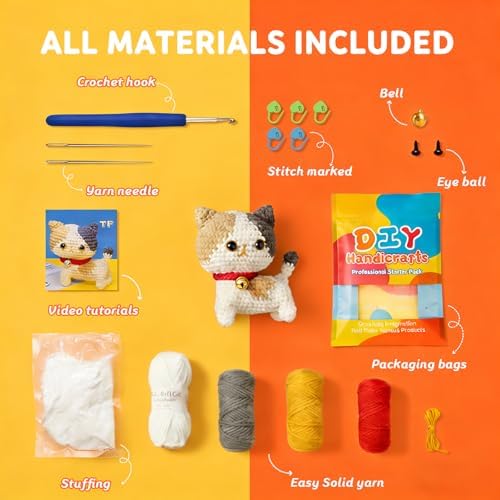 KinomiYa Cat Crochet Kit with Video Tutorials for Beginners Adults Kids - Image 3