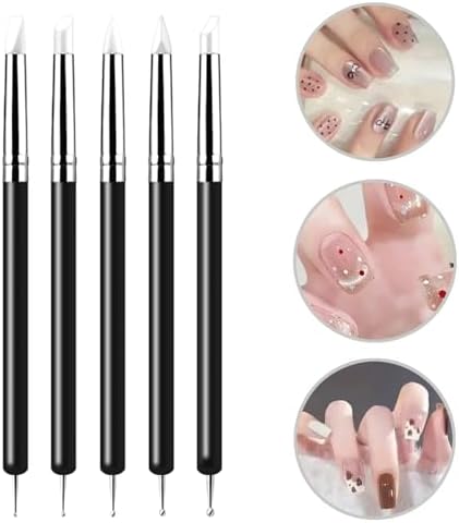 10 Pcs Silicone Clay Sculpting Tools Set, Double-Ended Dotting Tools & Silicone Brushes for Polymer Clay, Air Dry Clay, Pottery & DIY Crafting-Black - Image 5