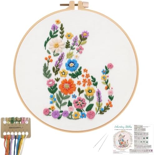 Nuberlic Embroidery Kit for Beginner,Floral Embroidery Practice Kit by Nuberlic
