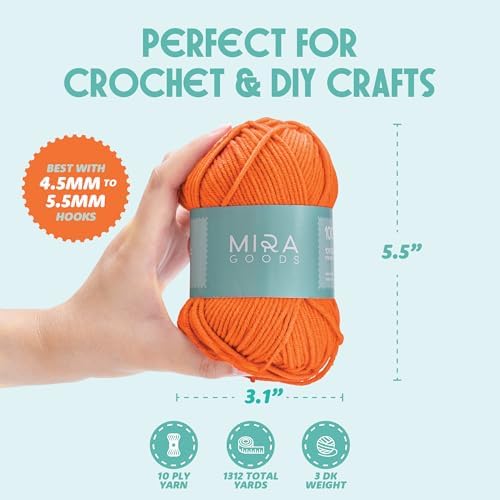 Mira HandCrafts Crochet Kit for Beginners - Essentials Set with 12 Acrylic Yarn Skeins and Other Knitting Accessories, Including Ruler, Hooks, Needles, Stitch Holders, Row Counters, Measuring Tape - Image 5