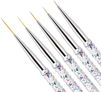 Nail Dotting Tools Kit - 10 Pcs, 5 Double-end Tools, 5 Nail Liner Brushes - Image 6