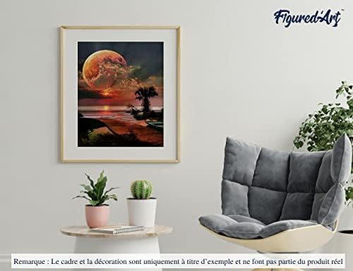 Figured'Art Paint by Numbers Kit for Adults Full Moon and Beach Front 16"x20" - Craft Art Painting DIY Kit Rolled Canvas Without Frame - Image 4