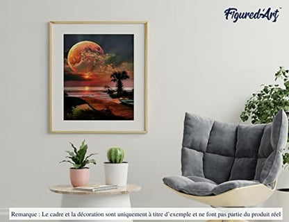 Figured'Art Paint by Numbers Kit for Adults Full Moon and Beach Front 16"x20" - Craft Art Painting DIY Kit Rolled Canvas Without Frame - Image 4