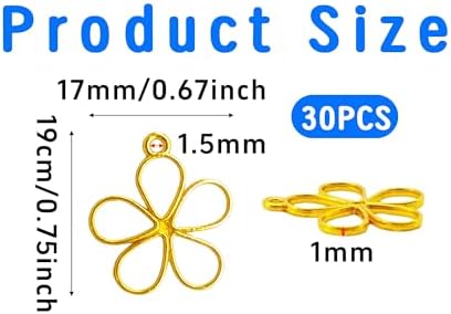 30PCS Open Bezel Pendants, Hollow Flower Alloy Frame Charms for Resin Jewelry Making, DIY Earrings Necklace Bracelet Craft Supplies - Image 2