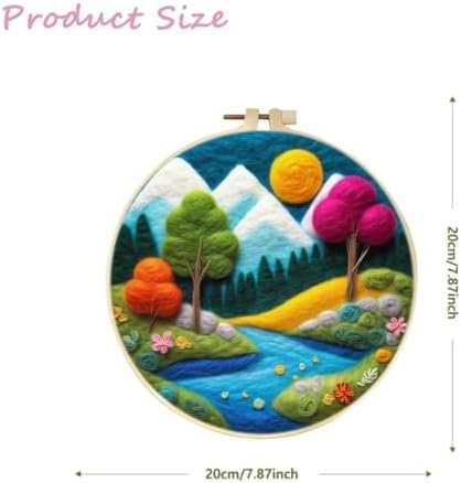 CaptainCrafts DIY Needle Felting Starter Kit with Picture Hoop, Foam Pad Felt Cloth Instructions for Home Decoration Beginner Art Craft (Forest Mountain Riverscapes) - Image 2