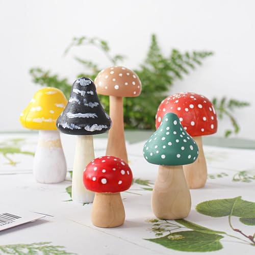 23 Pcs Unfinished Wooden Mushroom Craft Kit with 2 Brushes 9 Sizes - Image 3