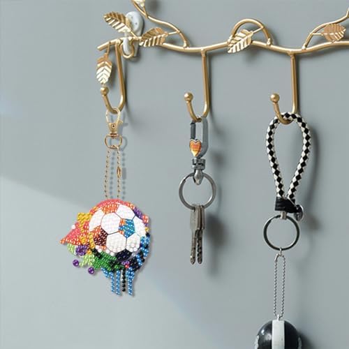 HuamuTech 5 Pcs/6 Pcs/8 Pcs Full Drill Keyring Special Shape Double Sided Diamond Art Keychain for Beginners Birthday Craftin - Image 4