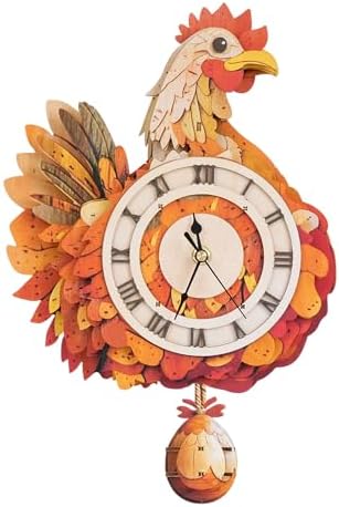 3D Puzzles for Adults Wooden Rooster Puzzle Clock Adult Crafts by Cutywood