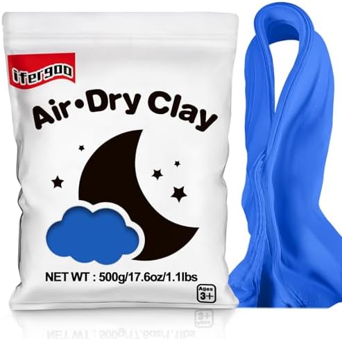 ifergoo 500g Blue Air Dry Clay, 1.1LBS DIY Creative Modeling Clay for Kids by iFergoo