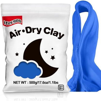 ifergoo 500g Blue Air Dry Clay, 1.1LBS DIY Creative Modeling Clay for Kids by iFergoo