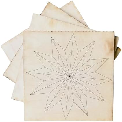 Set of 4 Mini Quilt Block Pattern, Wood Barn Star DIY Kits for Adults, Tiny Wall Hanging Do It Yourself Painting Craft Kit (Starburst) by AVTRBoutique
