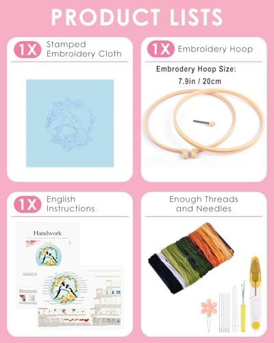 TINDTOP Embroidery Kit for Beginners Adult, Bird Embroidery Kit - Image 2