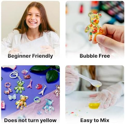 ESAM Group UV Resin Jewelry Making Kit for Kids, Teens & Beginners – Complete Starter Set with UV Lamp, 6 Silicone Molds, 48 Glitter, 3 Pigments, Jewelry Findings, Dried Flowers & Tools (Deluxe kit) - Image 6