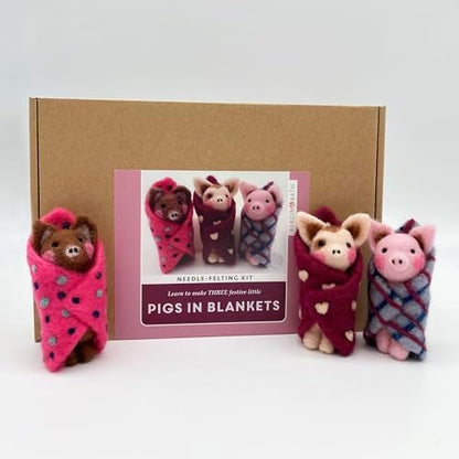 Bergin & Bath Needle Felting kit - Pigs in Blankets. A Festive Christmas Craft kit for Adults and Teens. Learn to Make Felted Decorations from Wool. by BerginBath