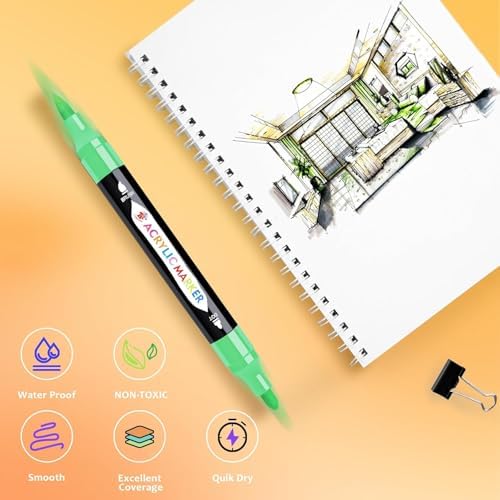 TBC The Best Crafts Acrylic Paint Markers, 72 Colors Dual Tip Pen - Image 4