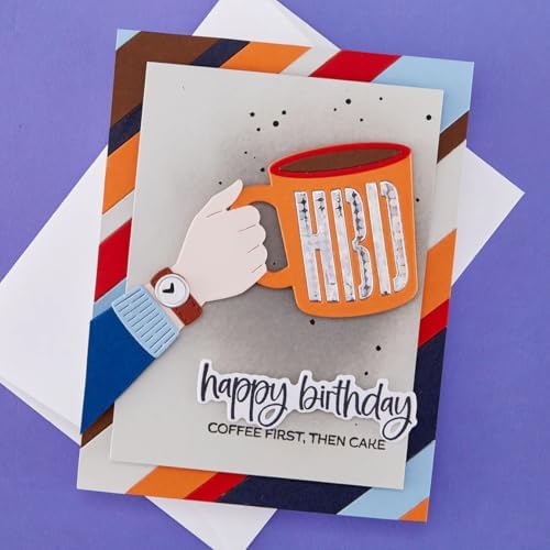Spellbinders Just Add Cake Birthday Card Making Kit, with Stamps, Dies, Embossing Folder, Splatter Effects, Sequins, Rub-ons, Colorful Cardstock, More - Image 3