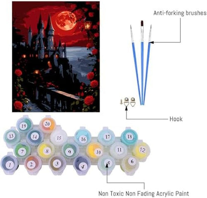 AIBOERL Paint by Numbers Kit for Adults Beginner, Halloween Castle, 12X16In - Image 5