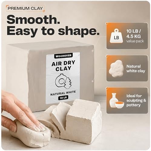 WOODOVER Premium Air Dry Clay White, 10 lb – Natural Modeling Clay for Sculpting, Pottery & DIY Crafts – Self-Hardening for Artists, Beginners and Professionals - Image 2