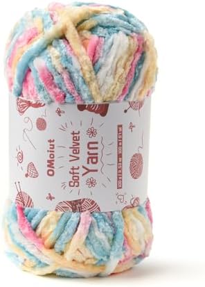 100g Fluffy Velvet Chenille Yarn for Crocheting and Knitting, 80m (87.5yd) Baby Yarn for Crocheting Soft, Crochet Chunky Yarn Amigurumi Yarns (Candy Color) by OMoiut