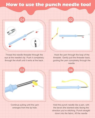 FIVEIZERO Yarn Punch Needle Craft Kit for Beginners,Blue Whale Pattern - Image 4