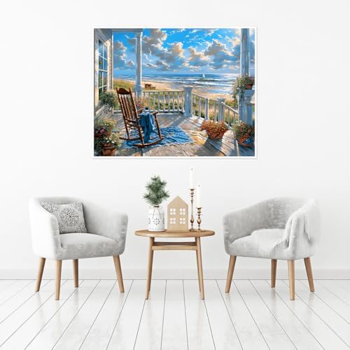 Clendo Landscape Paint by Numbers Kit for Adults Beginners, Beach Adult Paint by Numbers on Canvas, Acrylic Painting Crafts for Home Decor (16x20inch) - Image 6