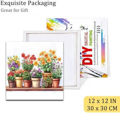 Natuyalo Potted Plant Paint by Number with Frame 12"x12" - Framed Paint by Numbers Kit for Adults Beginners, Flowers Acrylic Painting by Number Kits Framed Ideal Gift - Image 6