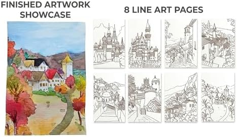 Stress Relief Watercolor Book Painting Kit, All-in-One Portable Watercolor Workingbook with 12-Color Pigment Card & Water Brush Pen, Relaxing Creative Tri-Fold Painting Set for Beginners and Adults - Image 4