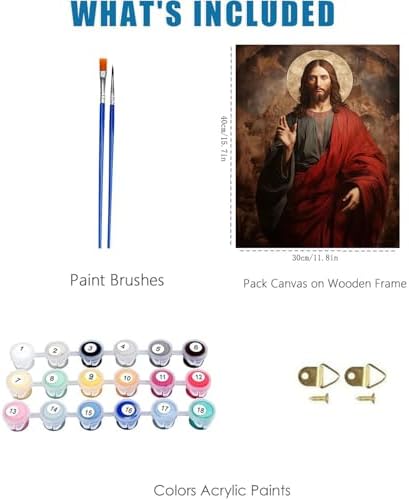 Jesus Paint by Numbers Kit for Adults Framed Canvas 12X16 in, Frameworkless - Image 3