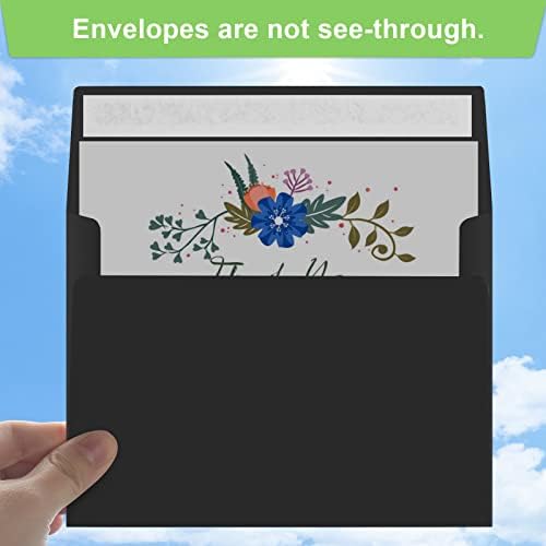 50 Packs 5x7 Envelopes, A7 5x7 Envelopes for Invitations, Printable Invitation Envelopes Self Seal for Weddings, Invitations, Photos, Greeting Cards, Mailing (Black) - Image 4