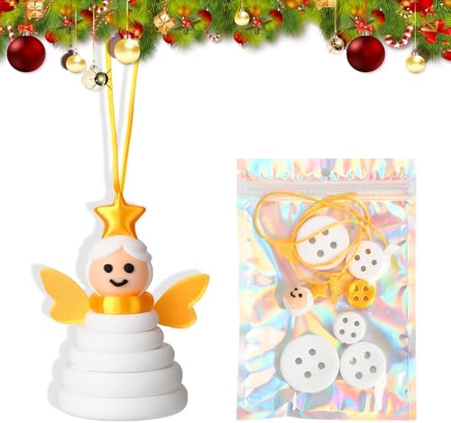 KoyunWong DIY Christmas Button Ornament Making Set, Craft Buttons Kit with Christmas Snowman/Santa/Angel/Tree, Stacked Colorful Buttons for Xmas Tree Hanging Decorations (Angel) by KoyunWong