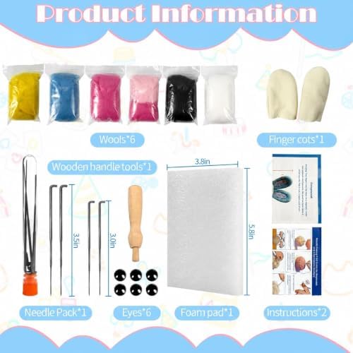 Voduynl Felting Supplies with Step-by-Step Video, Safety Guide & Instruction Cards - Animal Needle Felting Starter Kit for Adults & DIY Beginners - Image 2