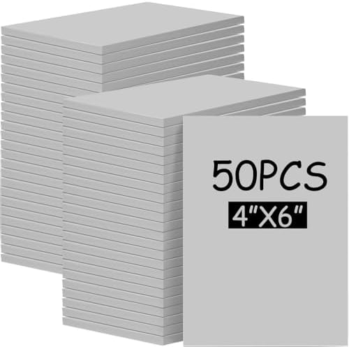 Frienda 50 Pack Rubber Carving Blocks 4 x 6 Inch, Rubber Stamp Carving Blocks for Printmaking, Printing, DIY Craft Project, Soft Block Stamp for Beginners and Professional(Gray) by Frienda