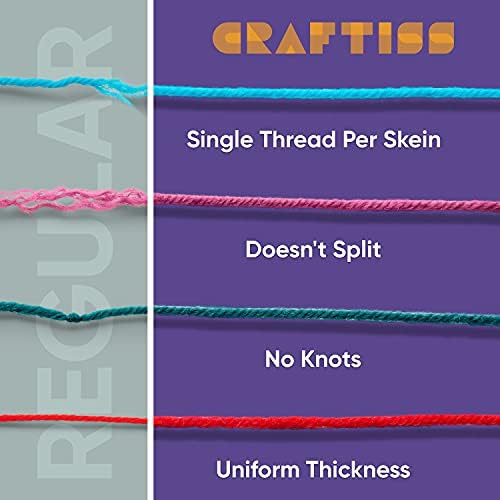 CRAFTISS 16 of 20g/0.7Oz Acrylic Yarn Mini Skeins - 700 Yards of Soft Yarn for Crocheting and Knitting Craft Project, Assorted Starter Crochet Bulk Kit for Adults and Kids - Image 3