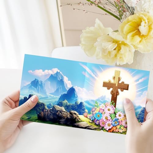pigpigboss 8 Packs Cross Diamond Painting Greeting Card Art Kit - Image 7