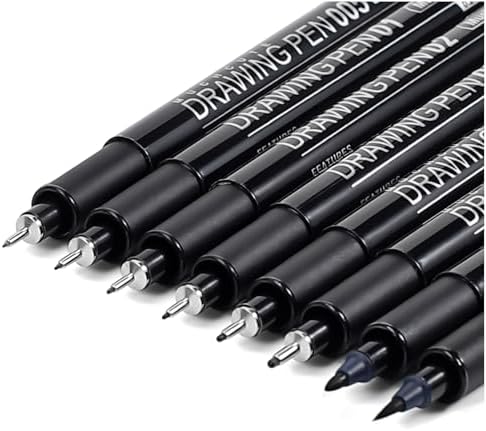 Muchcute Micro Fineliner Drawing Art Pens: 8 Black Artist Supplies Adults by Muchcute