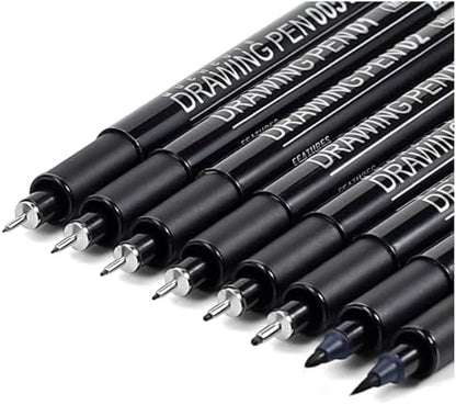 Muchcute Micro Fineliner Drawing Art Pens: 8 Black Artist Supplies Adults by Muchcute