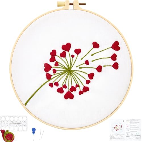 Lover Valentine's Embroidery Kits for Beginners Adults, Heart Shaped Hand Embroidery Kits, Cross Stitch Kits for Adult Anniversary Valentine's Gifts, Entire Set of Embroidery Supplies & Video Tutorial by Unknown