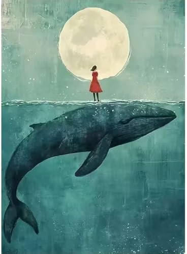 GEMFAMILY DIY Paint by Numbers Kit for Adults,Whale Moon Paint by Number Kit on Canvas for Beginners Home Wall Decor Printed Art Quality Canvas Acrylic Paints Crafts Art Kits 16 X 20 Inch by Unknown