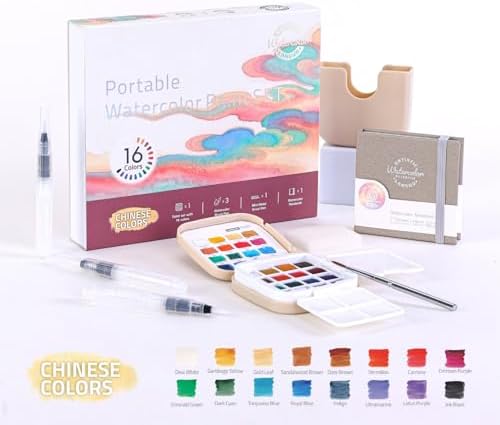 Watercolor Paint, Mini Travel 16-Color Solid Watercolor Kit Gift Set - Image 2