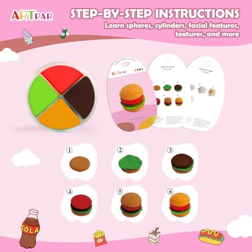 ARTPAR Air Dry Clay for Kids,12 Mini Food Modeling Magic Clay Sculpting Kit - Image 4