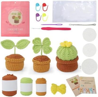 Autglint Potted Plant Crochet Kit for Beginners, Learn to Crochet Starter Kit with Pre-Started Yarn & Easy-to-Follow Video Tutorials, DIY Amigurumi Animal Kit for Adults Kids Gift by Unknown