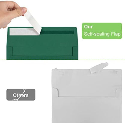50 Packs 5x7 Envelopes, A7 5x7 Envelopes for Invitations, Printable Invitation Envelopes Self Seal for Weddings, Invitations, Photos, Greeting Cards, Mailing (Dark Green) - Image 3