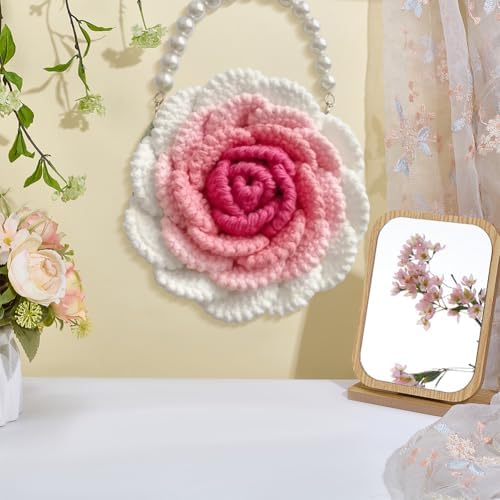 FREEBLOSS Rose Crochet Bag Kit with Video Tutorials Knitted Rose Handbag Crochet Kit for Beginners Adults Handmade Bags for Gift Adult Crafts Projects - Image 5